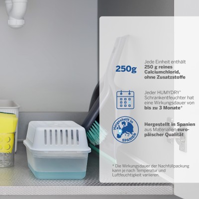 HUMYDRY® Luftentfeuchter Compact 250g + 3 Nachfüllpackungen